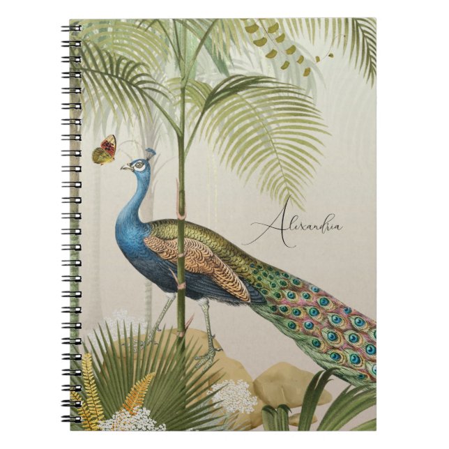 Cuaderno Personalizar el pavo real con mariposas (Frente)