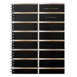 Cuaderno Personalizar elegante ejecutivo negro y dorado