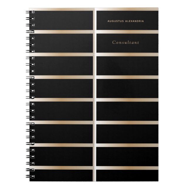 Cuaderno Personalizar elegante ejecutivo negro y dorado (Frente)