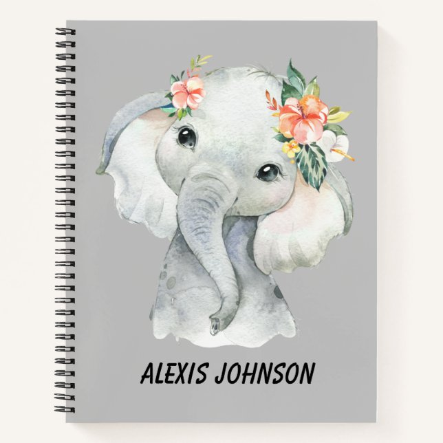 Cuaderno Personalizar esbozo de elefante (Anverso)