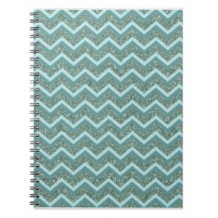 Cuaderno Personalizar este Verde azulado Purpurina ZigZag