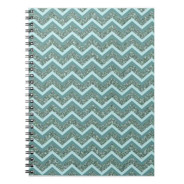 Cuaderno Personalizar este Verde azulado Purpurina ZigZag (Frente)