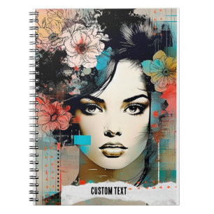 Cuaderno PERSONALIZAR: Flores de Collage Diario de bloc d