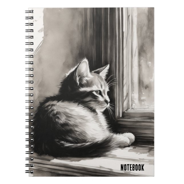 Cuaderno PERSONALIZAR: Gatito en una ventana | Diario de bl (Frente)
