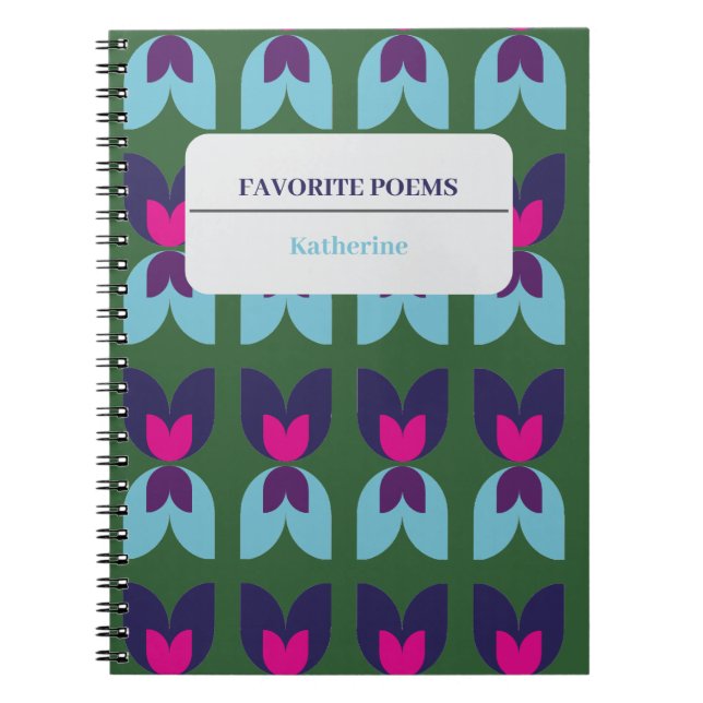 Cuaderno Personalizar Geométrico Floral Tulip Green & Naval (Frente)