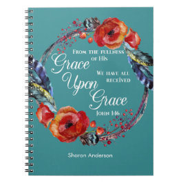 Cuaderno Personalizar John 1:16 Gracia por Escritura de Gra