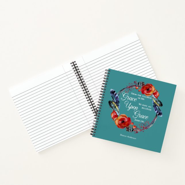 Cuaderno Personalizar John 1:16 Gracia por Escritura de Gra (Interior)