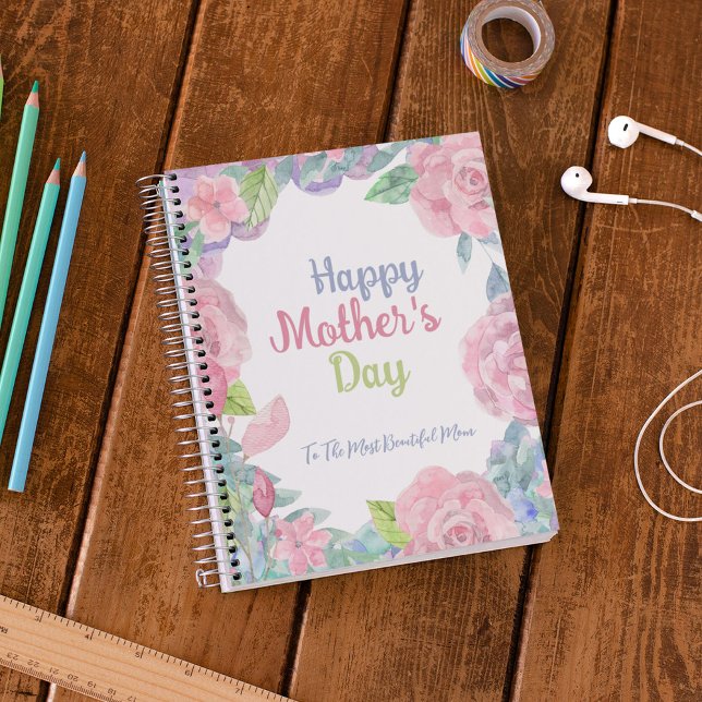 Cuaderno Personalizar la acuarela de flores Día de la Madre (Subido por el creador)