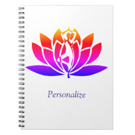 Cuaderno Personalizar la flor Lotus ilustrada y la rosa de 