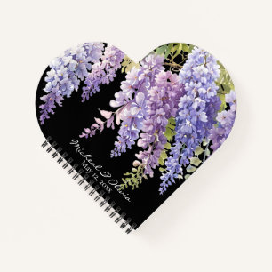 Cuaderno Personalizar la glicinia de la acuarela morada flo