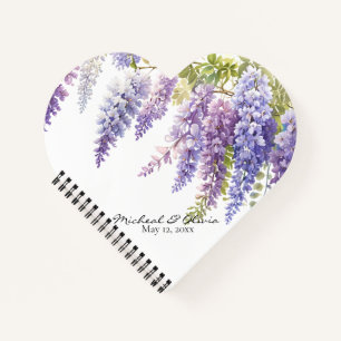 Cuaderno Personalizar la glicinia de la acuarela morada flo