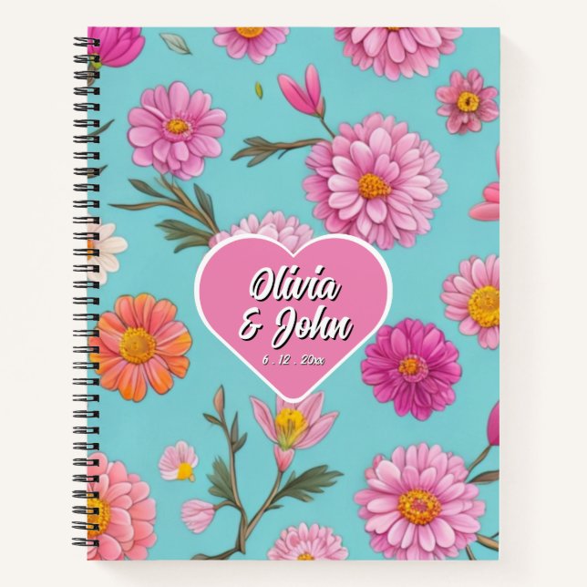 Cuaderno Personalizar las margaritas florales rosadas (Anverso)