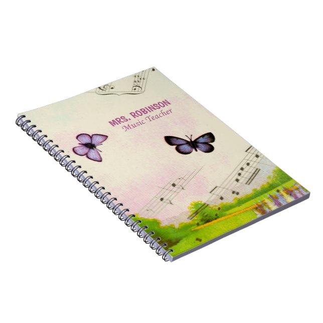 Cuaderno Personalizar, mariposas musicales gracias profesor (Lado Derecho)