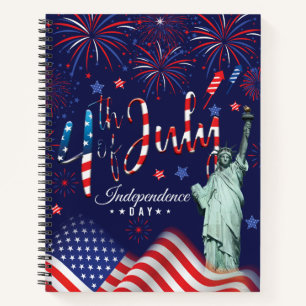 Cuaderno Personalizar Nombre Fuegos Artificiales 4 De Julio