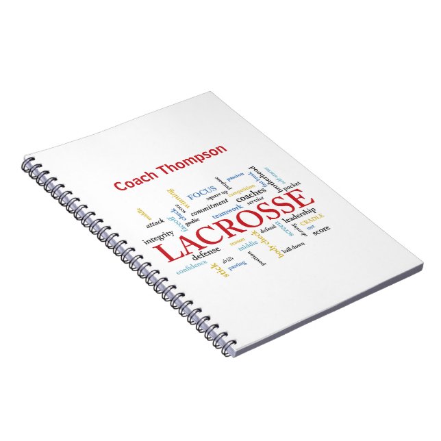 Cuaderno Personalizar Nombre Lacrosse Coach Gracias Palabra (Lado Derecho)