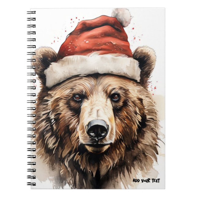 Cuaderno PERSONALIZAR: Oso con gorra de Navidades | Cuadern (Frente)