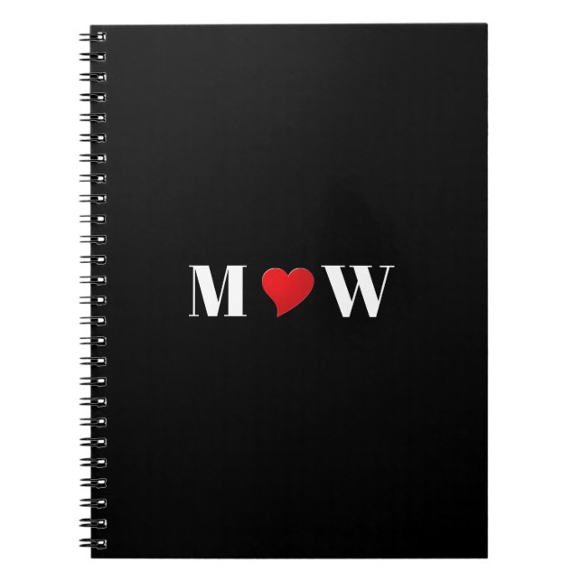 Cuaderno Personalizar Par iniciales A Amas B corazón rojo (Frente)