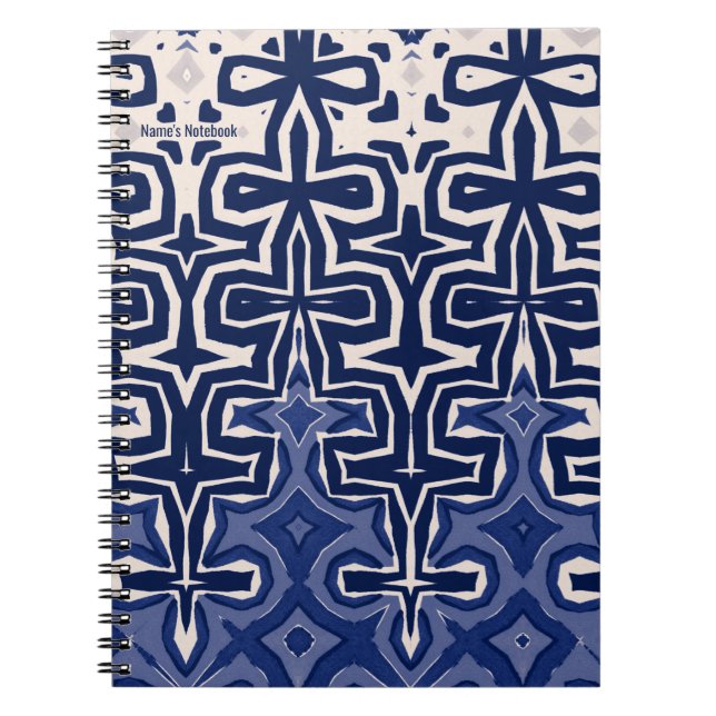 Cuaderno PERSONALIZAR: Patrón azul | Diario de bloc de nota (Frente)