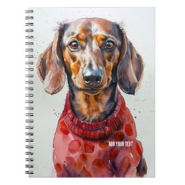 Cuaderno PERSONALIZAR: Perro Dachshund en suéter rojo |
