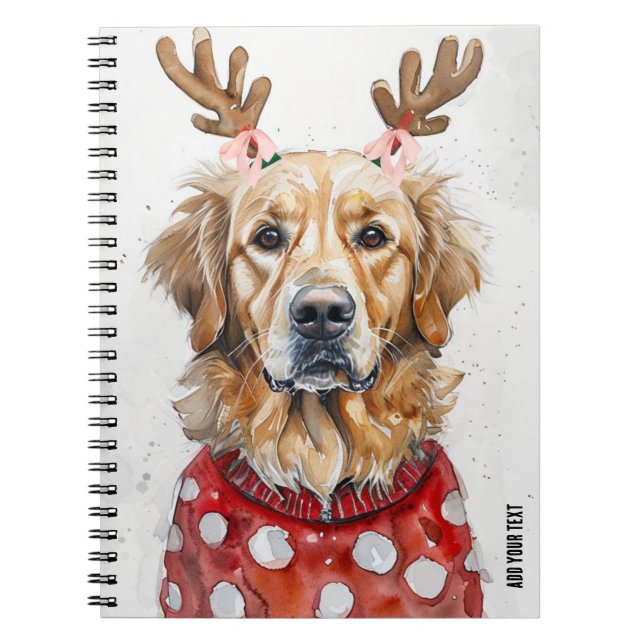 Cuaderno PERSONALIZAR: Perro Navidad con cuernos (Frente)