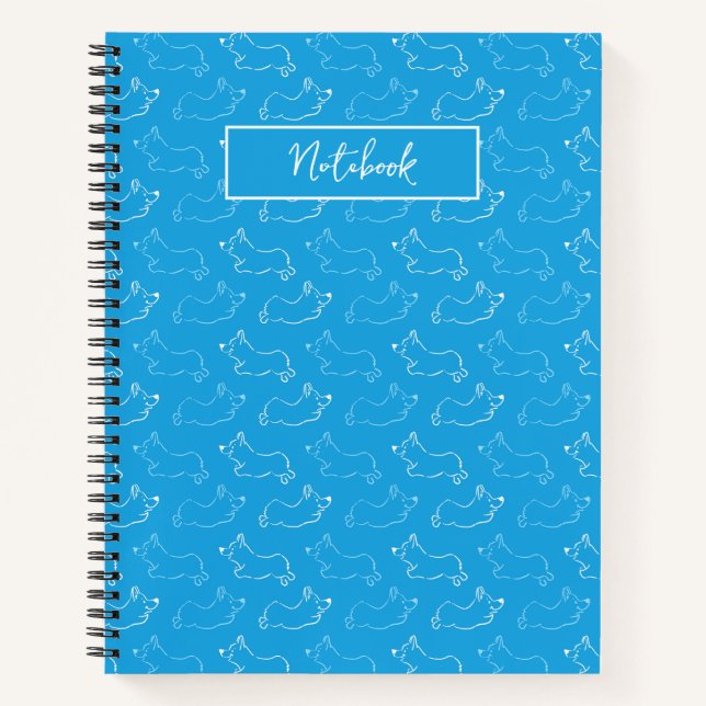 Cuaderno Personalize Corgi Hand-Drawn Doodle Teal (Anverso)