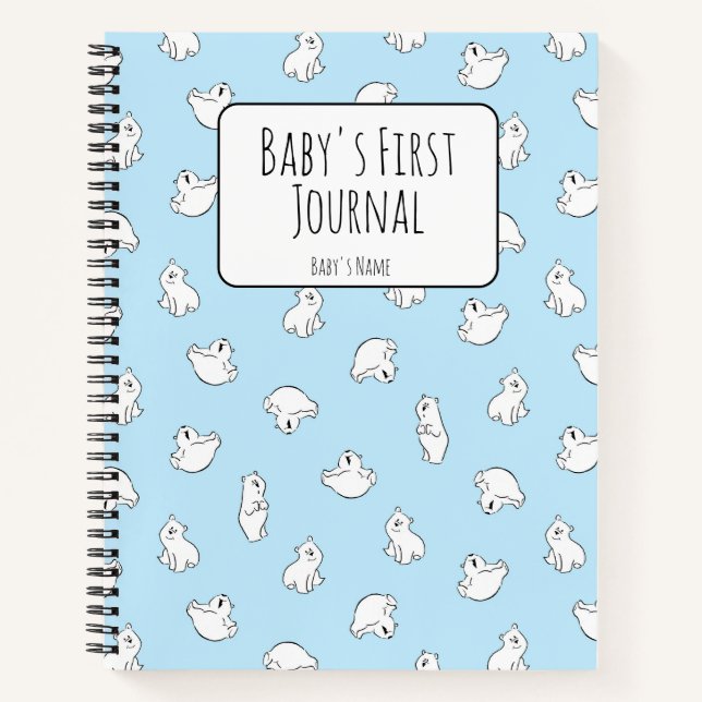Cuaderno Personalize Polar Bear Blue Baby's First Journal (Anverso)