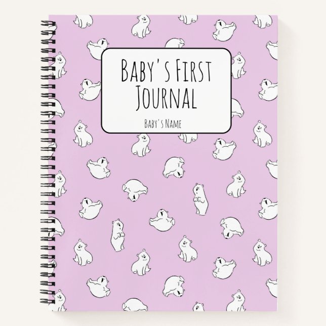 Cuaderno Personalize Polar Bear Pink Baby's First Journal (Anverso)