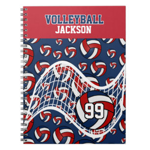 Cuaderno Personalize Volleyball - Red, White and Navy Blue