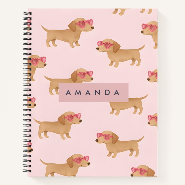 Cuaderno Personalized Adorable Dachshund Dog (Anverso)