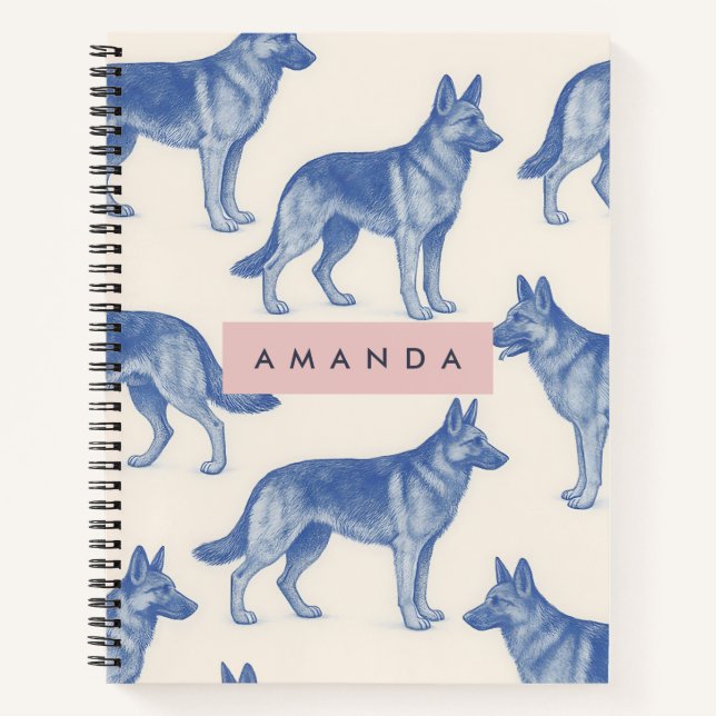 Cuaderno Personalized Aesthetic German Shepherd Pattern (Anverso)