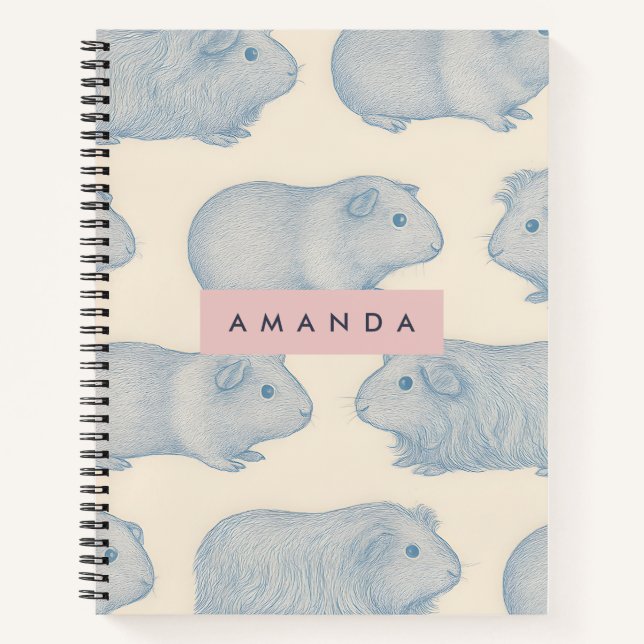 Cuaderno Personalized Aesthetically Cute Guinea Pigs Patter (Anverso)