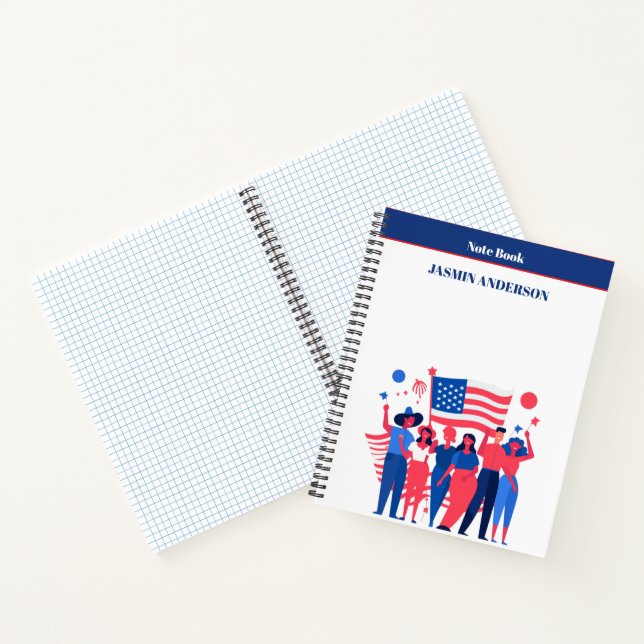 Cuaderno Personalized American Flag Patriotic USA  (Interior)