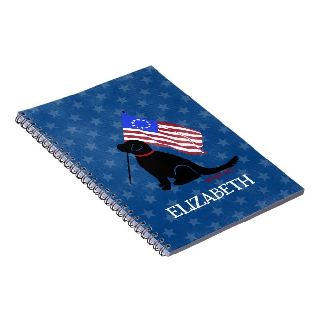 Cuaderno Personalized American Patriot Black Lab Notebook (Lado Derecho)