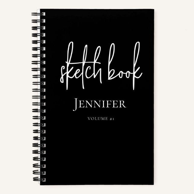 Cuaderno Personalized Black White Script Name Sketchbook (Anverso)