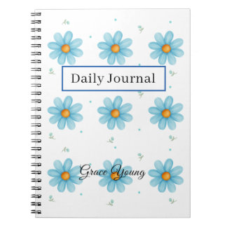 Cuaderno Personalized Blue Daisy Notebook Custom Name