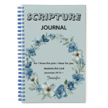 Personalized blue flower Bible Scripture jeremiah 