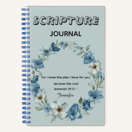 Cuaderno Personalized blue flower Bible Scripture jeremiah