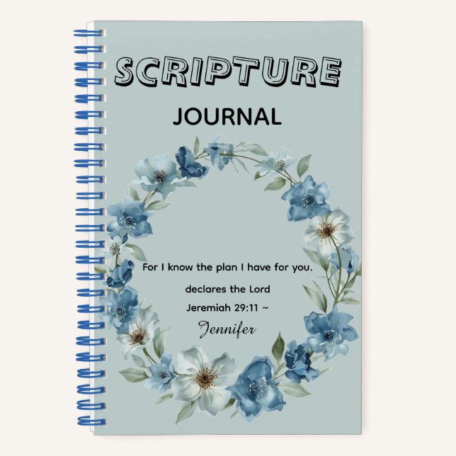 Cuaderno Personalized blue flower Bible Scripture jeremiah  (Anverso)
