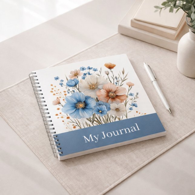 Cuaderno Personalized Blue Wildflower Watercolor (Subido por el creador)