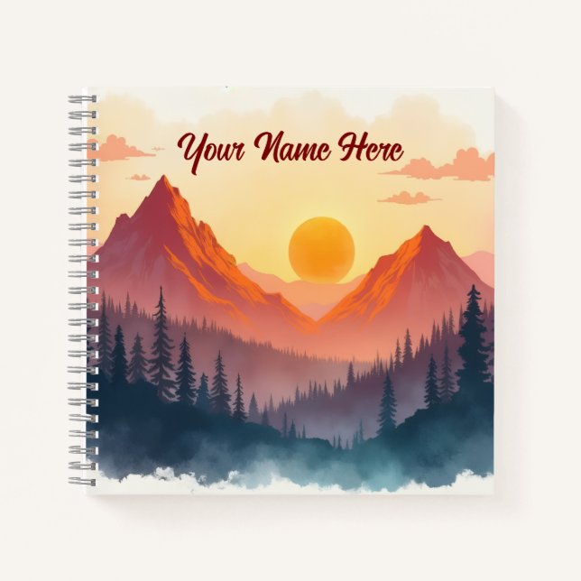 Cuaderno Personalized Boho Mountains at Sunrise (Anverso)