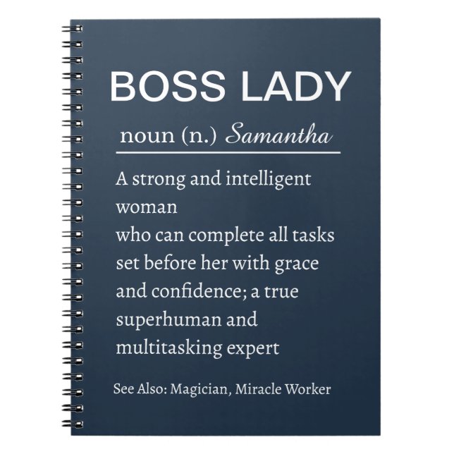 Cuaderno Personalized Boss Lady Definition Notebook Funny (Frente)