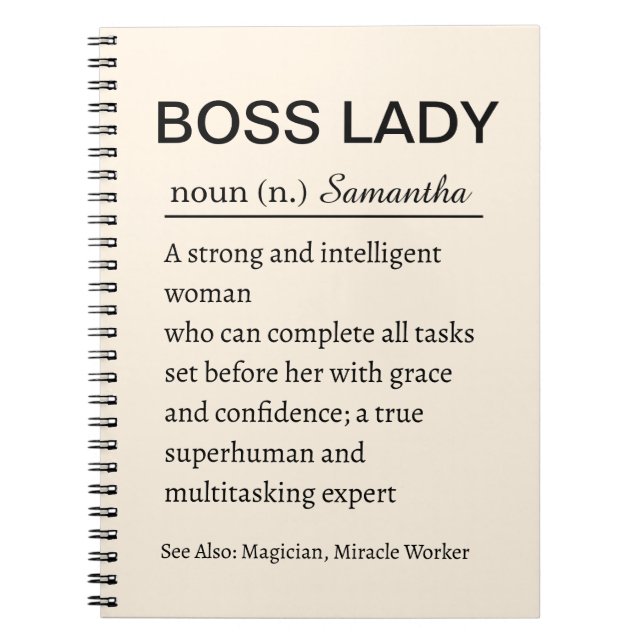 Cuaderno Personalized Boss Lady Definition Notebook Funny (Frente)