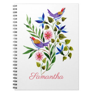 Cuaderno Personalized Bright Colorful Birds and Flowers
