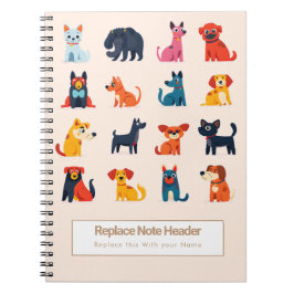 Cuaderno Personalized Colorful Cute Dogs Notebook