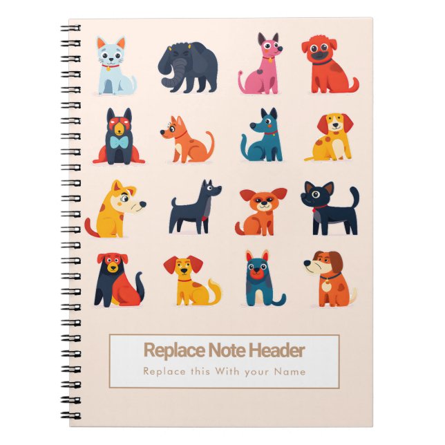 Cuaderno Personalized Colorful Cute Dogs Notebook (Frente)