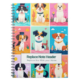 Cuaderno Personalized Colorful Cute Dogs Notebook