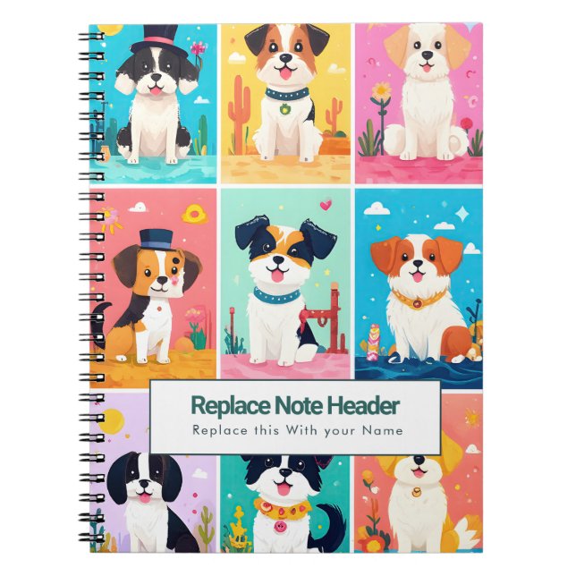 Cuaderno Personalized Colorful Cute Dogs Notebook (Frente)