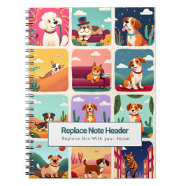 Cuaderno Personalized Colorful Cute Dogs Notebook