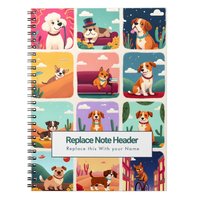 Cuaderno Personalized Colorful Cute Dogs Notebook (Frente)