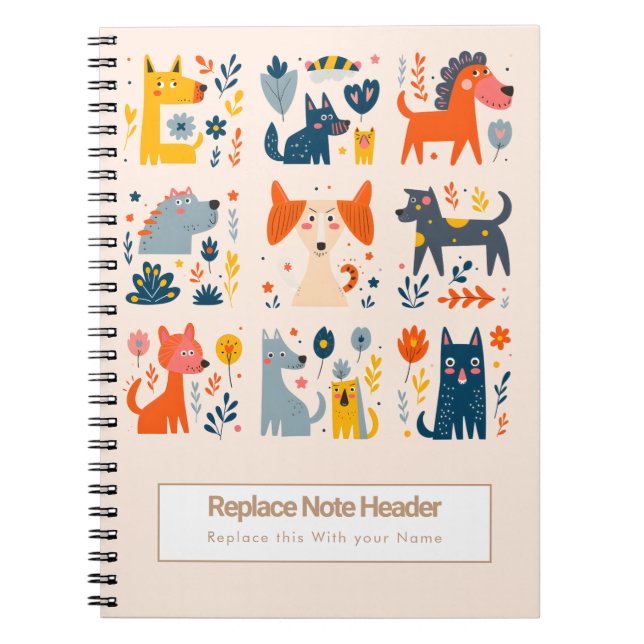 Cuaderno Personalized Colorful Cute Dogs Notebook (Frente)